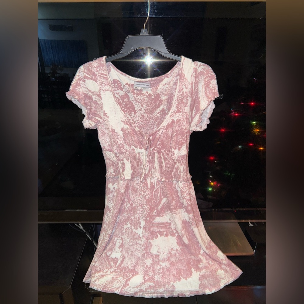 Urban Outfitters Pink and White Mini Dress